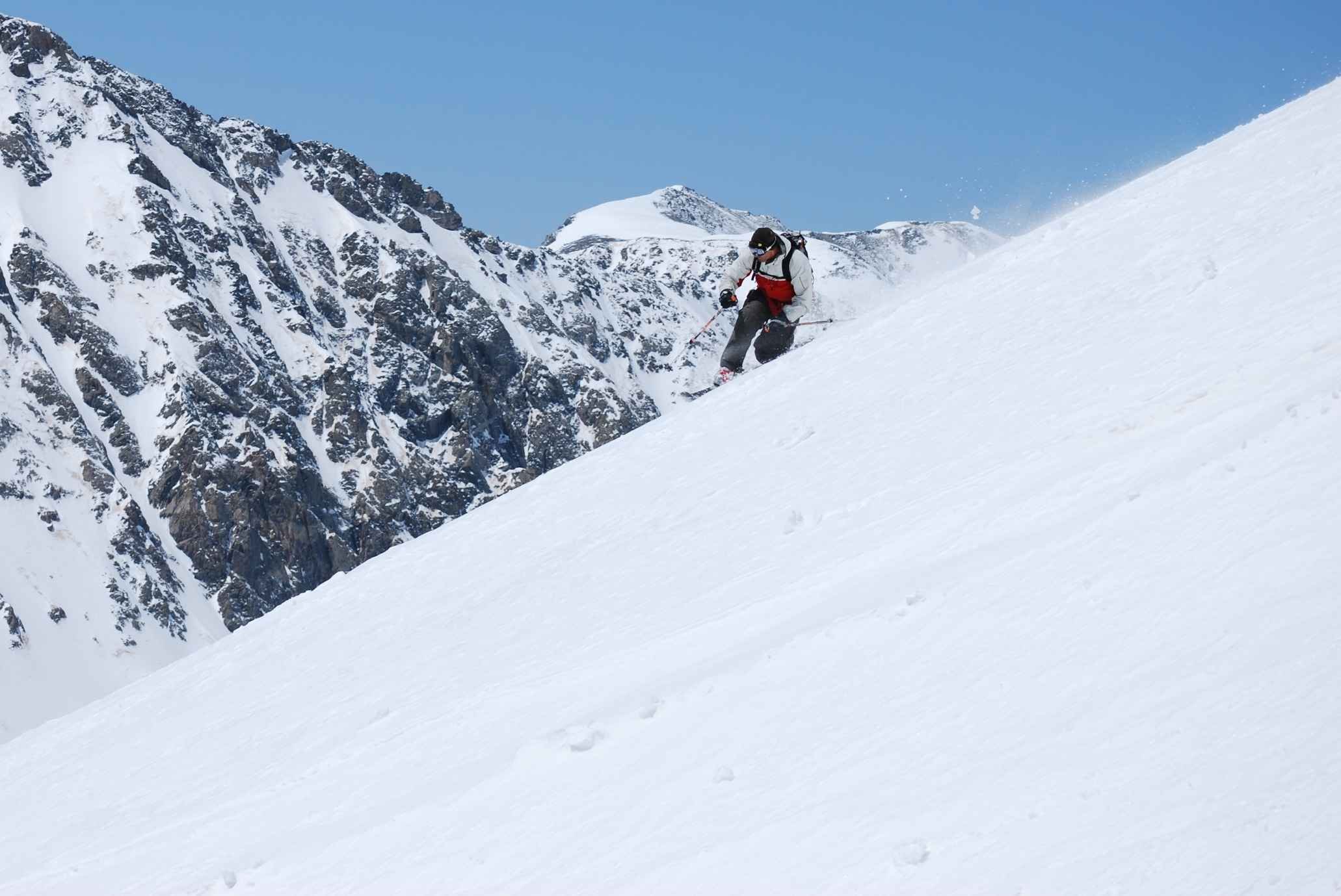 Boot Fitting Supply crew member telemark skiing down 14,265’ Quandary Peak in Colorado.